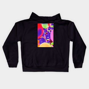 Colorful close up of oil drops in water Kids Hoodie